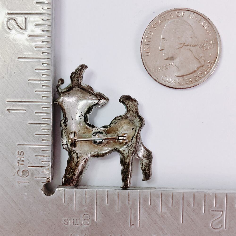 Vintage 1940s Blue Enamel Deer Pin Pot Metal Kitschy Novelty Figural Brooch - Picture 11 of 11